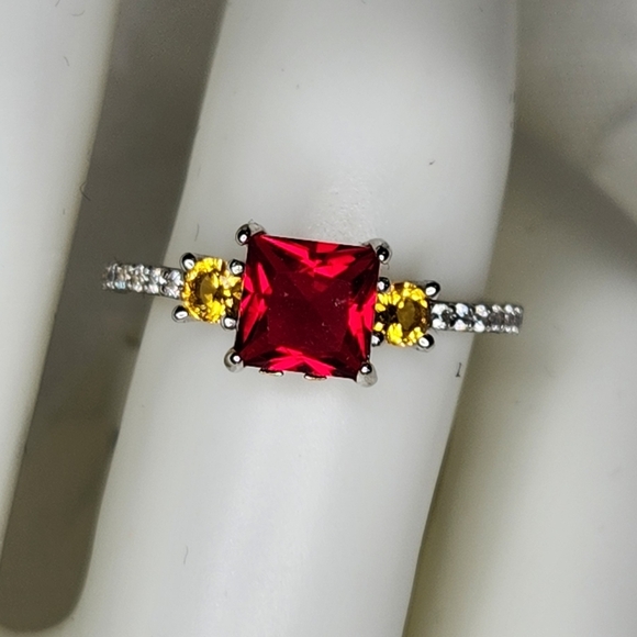 Ruby Square Cut Harry Potter Ring S925 - Picture 1 of 2